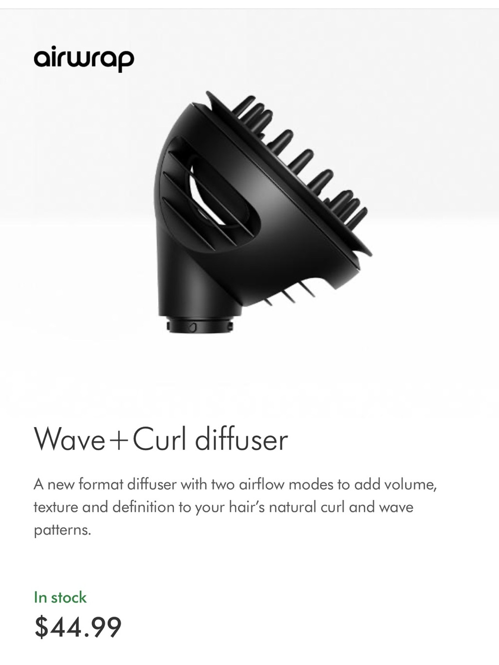 Dyson Black Wave+Curl Diffuser Attachment
